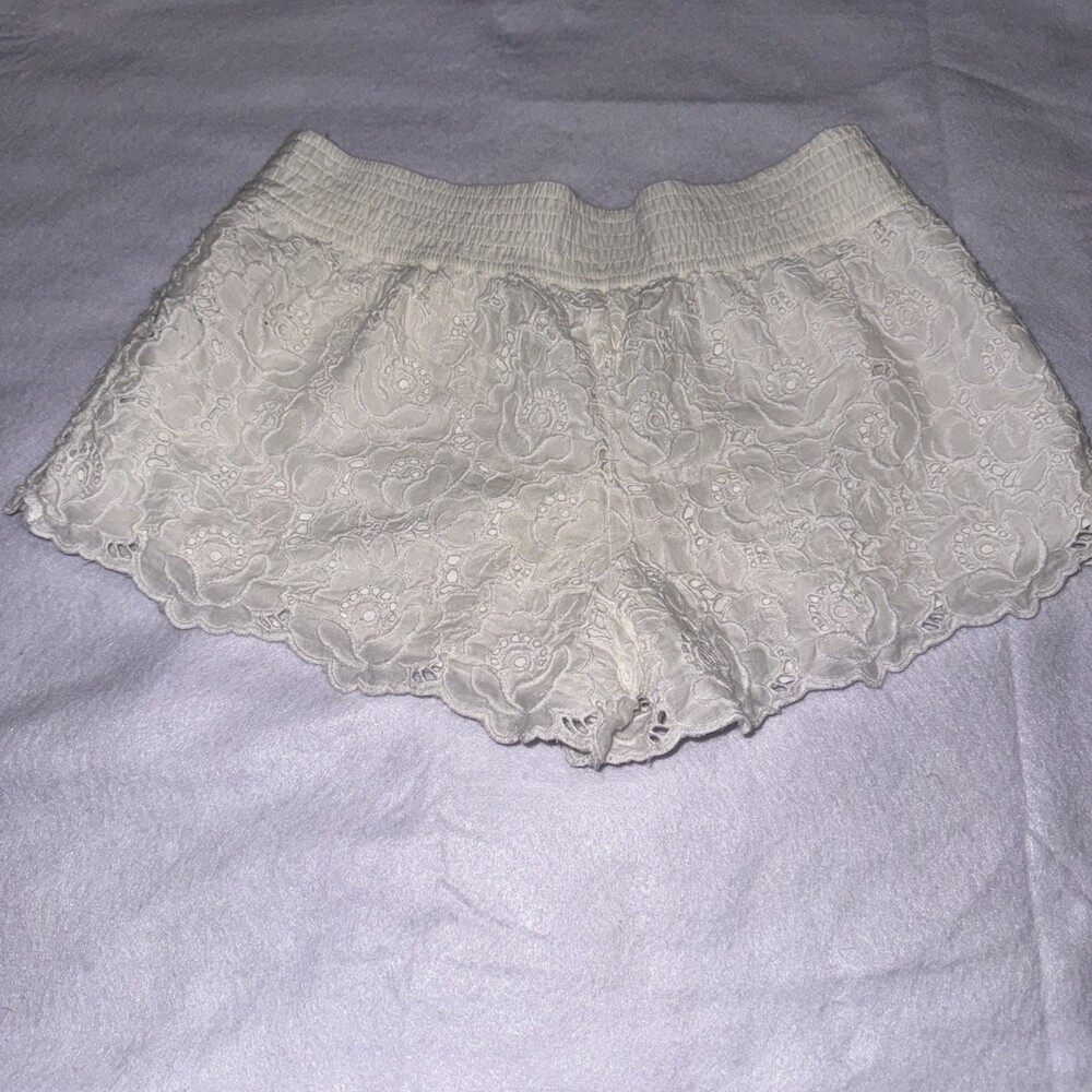 Abercrombie & Fitch Y2K Micro Mini Hot Pants White Lace Shorts Small Vintage